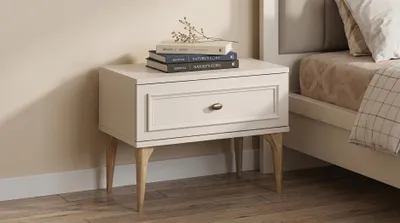 Obrázek produktu pro Noční stolek, moderní, béžová barva, elegantní komoda do ložnice