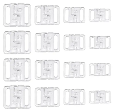 24 BH-Clips, transparente Kunststoff-Bikini-Clips, 4 Größen