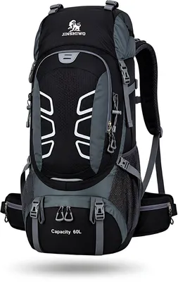 Productafbeelding van CarryQuest® - Rugzak 60 liter, nylon, met ventilatie aan de rug en heupgordel, zwart