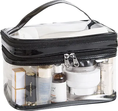 Produktbild von PVC doppel transparent kosmetik tasche wasserdichte kosmetik lagerung tasche tragbare waschen tasche
