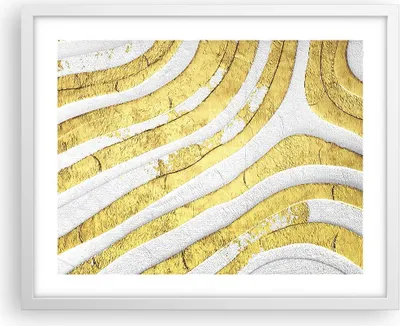 Produktbild von Gerahmtes Poster - Weißer Rahmen - Abstraktion Gold Weiß - 50x40 cm - Wand Bild - Wanddeko - Wandbilder - Kunstposter - Wandposter - Bilderrahmen - Bilder - Kunstdruck - P2WAA50x40-4511