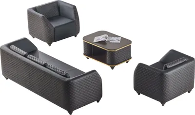 Produktbild von Sitzmöbel Leder 3-Sitzer Sessel Couchtisch Schwarz Braun Ledersofas