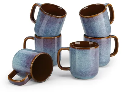 Immagine prodotto di Omgoods - Set di 6 tazze da caffè in Vetroceramica con manico, capacità 350 ml