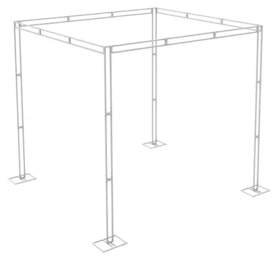 Zdjęcie produktu dla Zestaw stojaków tła do ślubu - konstrukcja namiotu imprezowego - metalowa rama - 3x3x3 m - wytrzymała konstrukcja - do użytku na weselach i imprezach - kolor biały