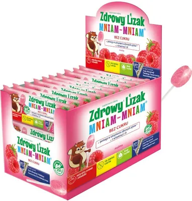 Zdjęcie produktu dla Zdrowy Lizak, Mniam-Mniam, malinowy, 1 sztuka