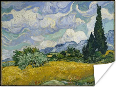 Produktbild von MuchoWow® Poster Weizenfeld mit Zypressen - Vincent van Gogh 160x120 cm - Foto Plakat