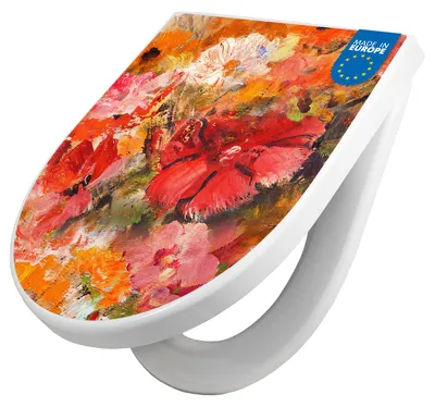 Produktbild von WC Sitz mit Absenkautomatik D Form Motiv Fallende Blumen [TDW3 12351]