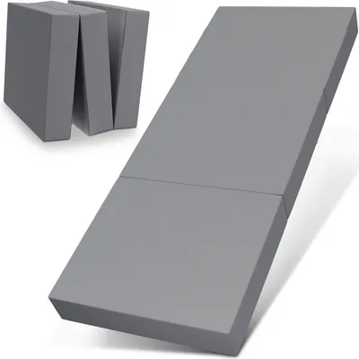 Produktbild von ELONEO Klappmatratze, Gästematratze, 3-teilige Faltmatratze, Schaumstoff extra dick (15cm), waschbar, Bandscheibenwürfel, klappbar, Faltbare Matratze, Erwachsene (Grau, 90 x 200 x 15 cm)