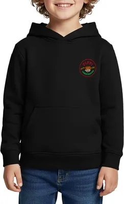 Produktbild von Spreadshirt Pippi Langstrumpf Portrait Rundes Logo Kinder Premium Hoodie, 158/164 (12 Jahre), Schwarz