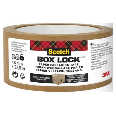 Zdjęcie produktu dla Taśma papierowa Box Lock 48 mm x 22,8 m 7850-23-EF-8GC brązowa - Scotch
