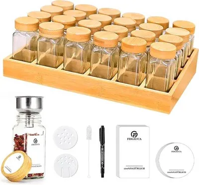 Produktbild von Bambus Kräuterregale 24 Stück 120ml Küchenlade Organizer
