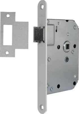 Produktbild von AXA Türschloss - Modell 7155 - Tag - /Nachtverriegelung - Schloss für Innentüren - Weiße Frontplatte mit Schlüsselloch