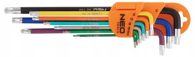 Zdjęcie produktu dla NEO TOOLS Klucze Torx T10-50, zestaw 9 szt., kolorowe