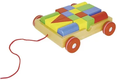 Immagine prodotto di goki 58558 Carrello con 18 blocchi da costruzione, base, colorato (1 pezzo)