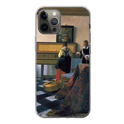 Produktbild von MuchoWow® Handyhülle Schutzhülle Hülle für iPhone 12 Pro Die Musikstunde - Johannes Vermeer Silikon Softcase Handy Hülle - Abdeckung