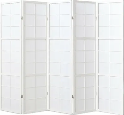 Image de 5 pan Shoji Paravent japonais bois en blanc