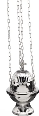 Produktbild von Rauchfass mit Kreuz Höhe 18cm in Messing vernickel