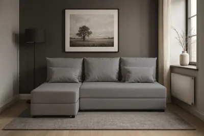 Produktbild von AX LIVING Ecksofa Grau Sofa Klein mit Schlaffunktion Dolceo 206 cm