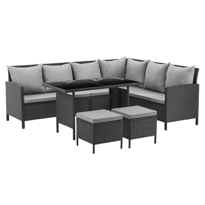 Produktbild von SVITA MADISON Polyrattan Lounge Gartenmöbel Rattan Set in Schwarz