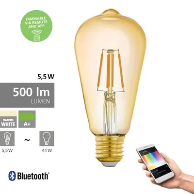Produktbild von EGLO 33833 Leuchtmittel "LM_LED_E27" Glas, amber, 2200K, 500 lm