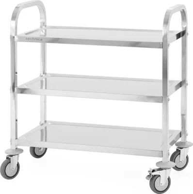 Produktbild von TECHNICA Servierwagen 3-Ebenen Edelstahl | Küchenwagen | 750×400×835 mm | Gastro Wagen