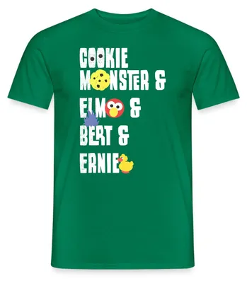 Produktbild von Spreadshirt Sesamstraße Cookie Monster, Elmo, Bert, Ernie Männer T-Shirt, 5XL, Kelly Green