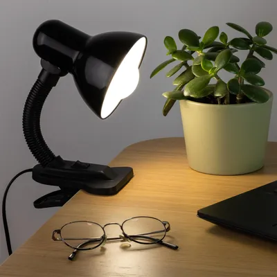Image de LUMILED Lampe de bureau classique Lampe de lecture Lampe de table Col flexible Lampe de travail mini Lampe de chevet Douille E27 Lampe de table en métal Chambre d'enfants pour lire Étudier Fille Garçon noir