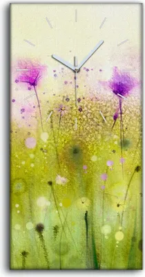 Produktbild von Wanduhr Uhr Wandbild Leinwand 30x60 Gemälde Abstrakte Blumen Pflanzen Kunst - weiße Hände
