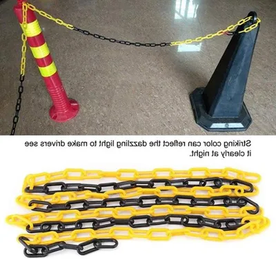 Warnkette aus Kunststoff, vielseitige Parkplatzkette in rot/weiß/schwarz/gelb, 5m/8m/10m für Sicherheit und Abgrenzung