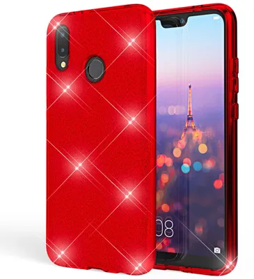 Obrázok produktu pre Puzdro na mobilný telefón Huawei P20 Lite od NALIA, trblietavý silikónový zadný kryt červený