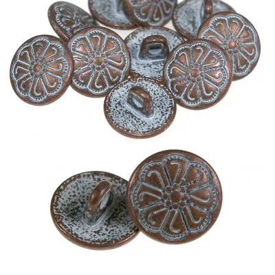 10 Ösenknöpfe Metall-Knöpfe 12mm antikkupfer, Keltic, Bekleidung, Nähen