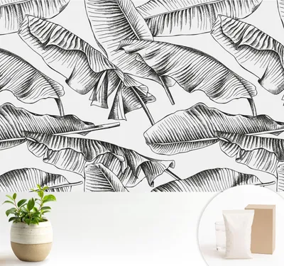 Zdjęcie produktu dla Fototapeta samoprzylepna – 104 x 70 cm – tapeta – tapeta ścienna – obrazy ścienne – folia samoprzylepna – folia dekoracyjna – tapeta foliowa – ściana – dekoracja – salon – liście bananowca