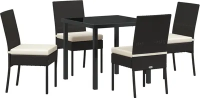 Produktbild von Möbel 5-teiliges Garten-Esszimmer-Set Schwarz Poly-Rattan - Gartenstühle 3379206