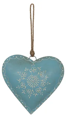 Zdjęcie produktu dla Clayre & Eef przywieszka świąteczna serce 20x20 cm niebieskie żelazko