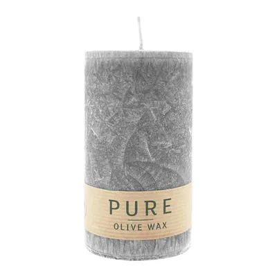Produktbild von 100% PURE, OLIVE WAX, vegane Stumpenkerze, Anthrazit, WENZEL, 130/70 mm, Brenndauer ca. 59h