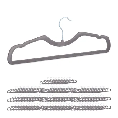 Obrázek produktu pro relaxdays 100 x flocked coat hangers grey