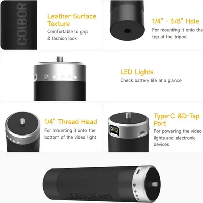 Produktbild von COLBOR PG77 77WH Batteriegriff mit 1/4 Zoll Schraube D-Tap Type-C Schnittstelle Eingebaute Batteriestromversorgung mit grosser Kapazitaet fuer CL60 CL100 W60 W100 Videolampe Power Grip