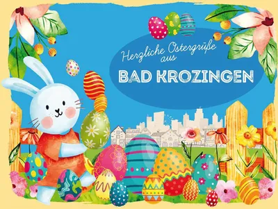 Produktbild von vianmo Holzschild 30x40 cm Ostern Ostergrüße BAD KROZINGEN
