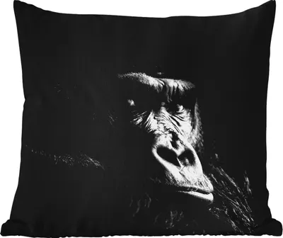 Produktbild von MuchoWow® Outdoor Kissen - Gorilla - Affe - Schwarz - Weiß - Porträt - 60x60 cm - Wetterfest - Lounge Kissen - Dekoration - Schlaf Kissen
