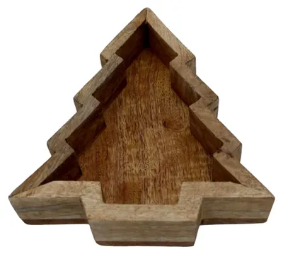 Produktbild von Dekoschale Tannenbaum aus Holz - 24 x 21 cm - Tischdeko für Weihnachten - kleine Kerzendeko in Baumform