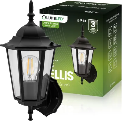 Produktbild von LUMILED Laterne Außenwandleuchte Vintage Aufwärts 230V Wandlampe Klassisch Schwarz Aluminium Glas IP44 E27 Fassung, Garten Outdoor Aussen