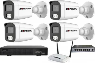 Obrázek produktu pro 4MPx kamerový IP POE set - 4x NC865+, POE switch 4 + 1| ZONEWAY 4-NC865+3016