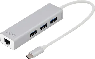 Produktbild von DIGITUS USB 3.0 Hub Super Speed 3-Port + Ethernet