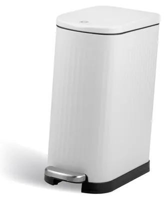 Image de eluno poubelle étroite, poubelle à pédale, poubelle de cuisine, capacité 10 litres, poubelle poubelle pour cuisine, salle de bain, chambre avec seau intérieur en plastique amovible, blanc