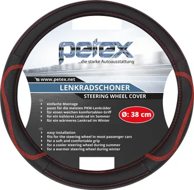 Produktbild von Lenkradbezug, Ø 38 cm, TPE-Ring, Design 1102, rot von PETEX