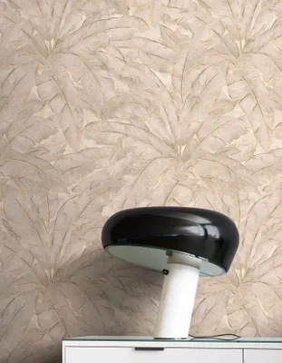 Produktbild von NEWROOM Tapete Grau Vliestapete Dschungel - Dschungeltapete Tropisch Beige  Palmen Blätter Dschungeloptik Floral Botanisch