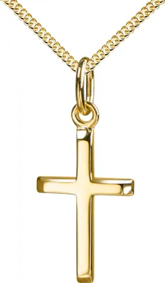 Produktbild von Kreuzkette 750 Gold Goldkreuz für Damen, Herren und Kinder mit abgeflachten Kanten als Kettenanhänger 18 Karat mit Schmuck-Etui und Kette 55 cm