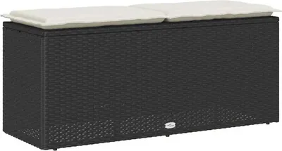 Produktbild von Gartenbank mit Kissen Schwarz 110x40x44 cm Poly Rattan
