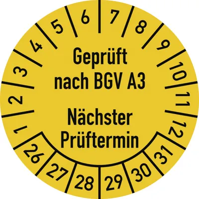 Produktbild von Dreifke® Prüfplakette  nach...2026-2031, Dokumentenfolie, Ø 30 mm, 10 ...