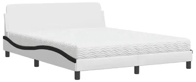 Image de vidaXL Lit avec matelas "Dover" blanc et noir 160x200 cm simili-cuir